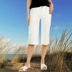 NYDJ Size 6P Optic White Wide Leg Pedal Pusher Jeans Capri Denim